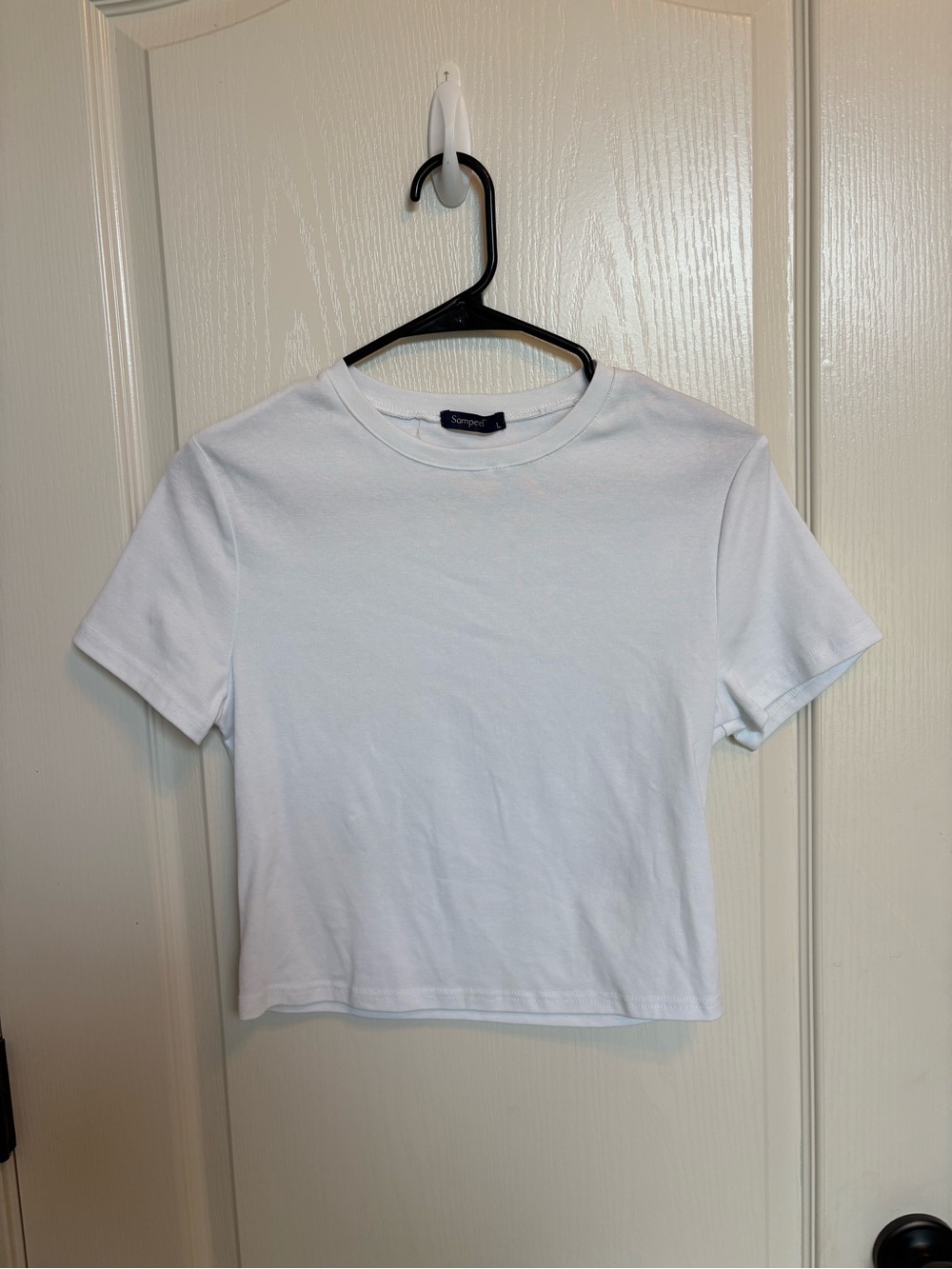 Cotton Crewneck Short Sleeve Crop Baby Tee - White